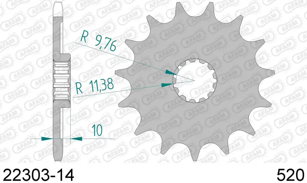 Kawasaki klx 400 r 400 pignone afam 22303-14 passo 520 2003 2004 Prezzo Ridotto
