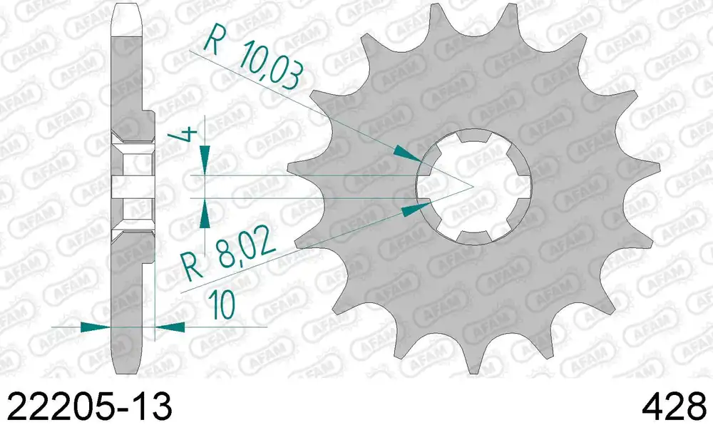 Hyosung gv 125 aquila 125 pignone afam 22205-13 passo 428 2001 2010 Professionale