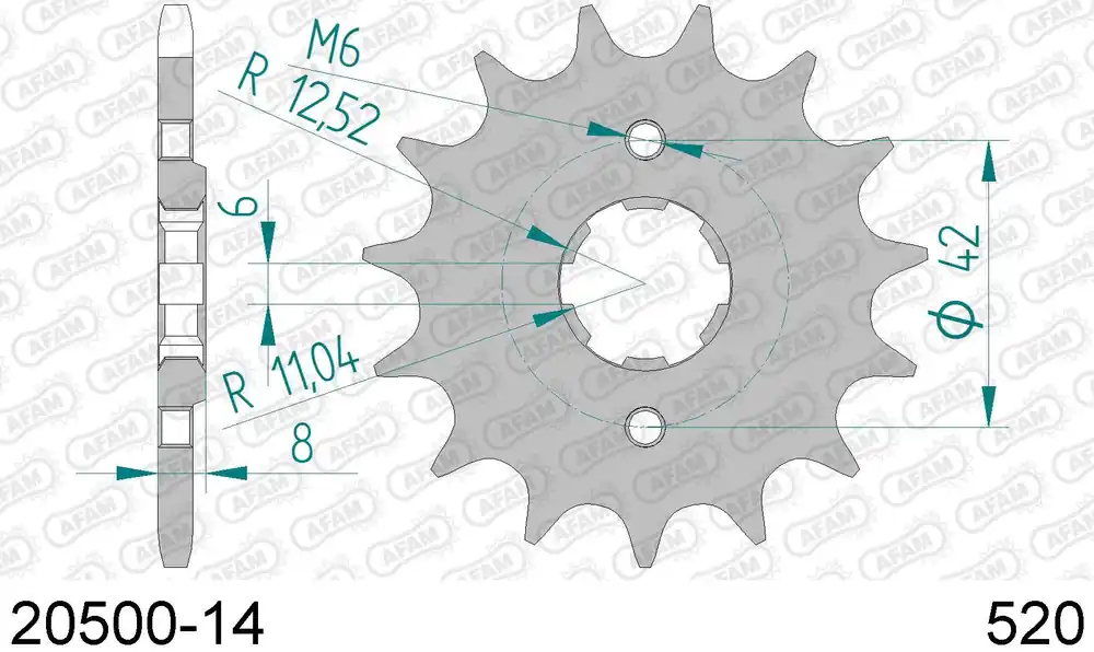 Spedizione Gratuita Honda xl 250 r 250 pignone afam 20500-14 passo 520 1982 1983