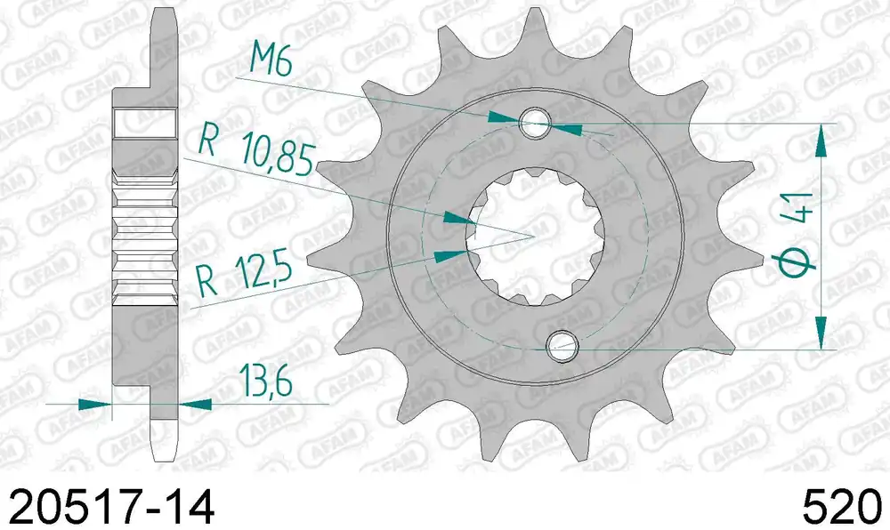 Honda xr 650 r 650 pignone afam 20517-14 passo 520 2000 2007 Ultime Pezzi