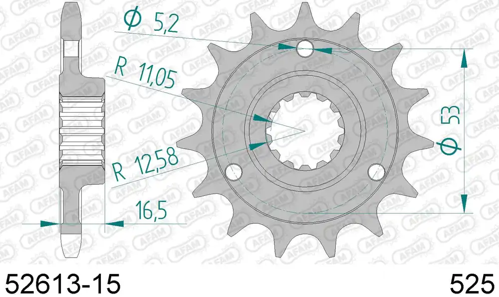 Must-Have Ducati 821 hypermotard 821 pignone afam 52613-15 passo 525 2013 2015