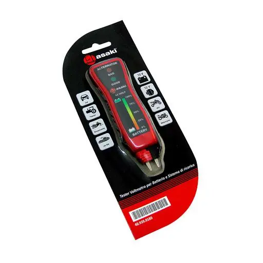 Mini tester tensione batteria - alternatore asaki stato carica Sconto