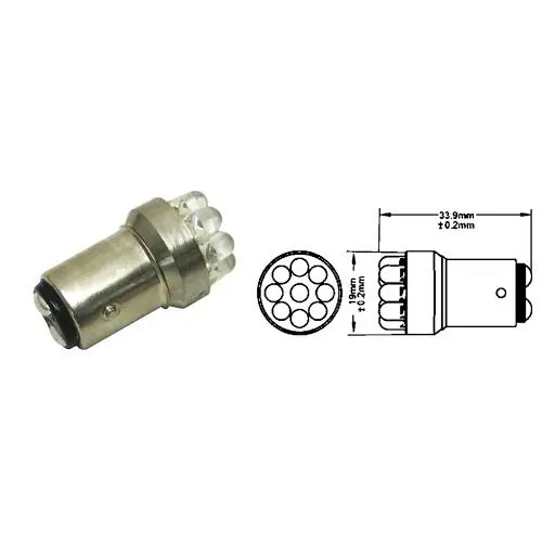 Ultima Occasione Lampada bay15d 12v 9 led colore arancione bcr