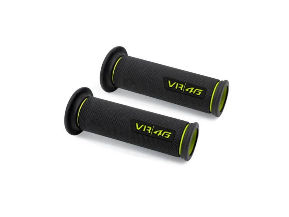 Promozione COPPIA MANOPOLE VR46 GOMMA NERE BARRACUDA UNIVERSALI-