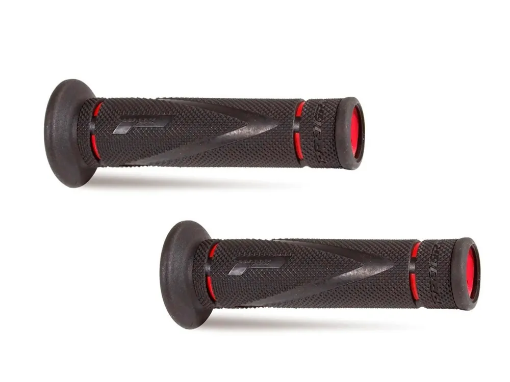COPPIA MANOPOLE RACING PROGRIP 838 DUAL DENSITY FORATE ROSSE UNIVERSALI- Ultime Pezzi
