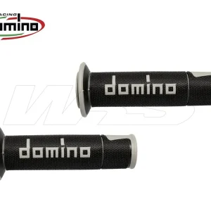 A450 COPPIA MANOPOLE NERO / GRIGIO RACING DOMINO UNIVERSALI- Bestseller