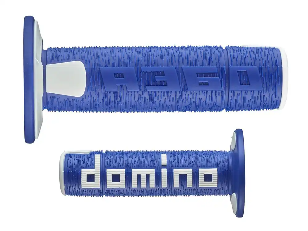A360 COPPIA MANOPOLE OFFROAD BLU / BIANCO DOMINO DIAMETRO 22-26 UNIVERSALI- Prezzo Di Fabbrica