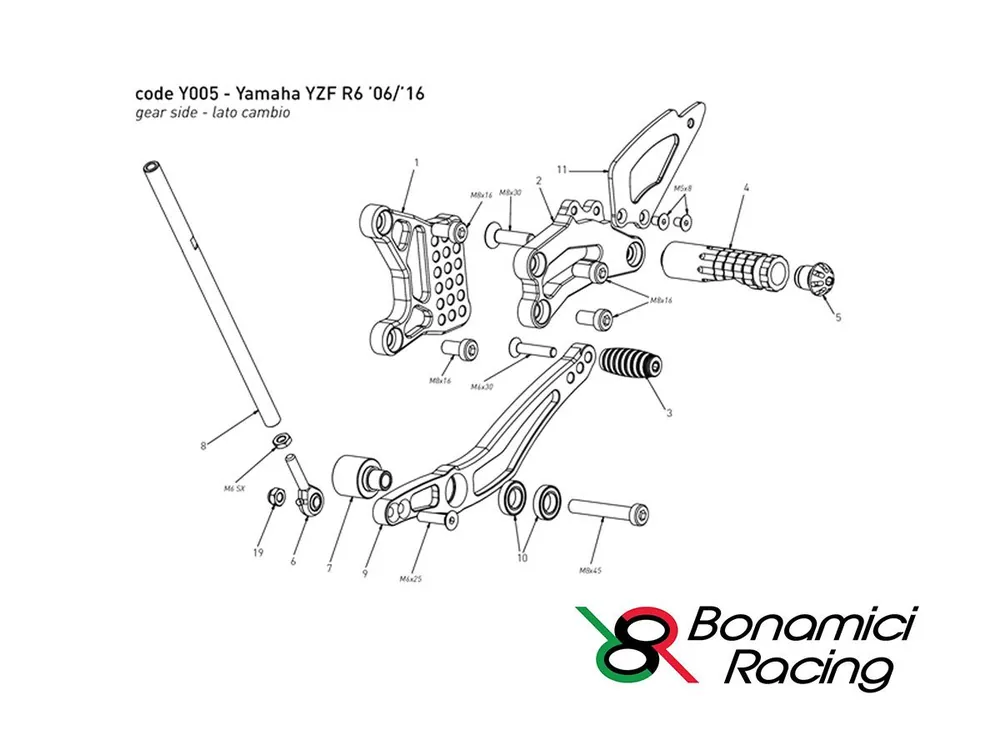 DISTANZIALE RICAMBIO PEDANE BONAMICI Y005 LATO CAMBIO- Offerta Limitata