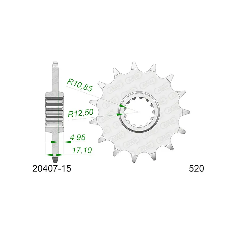 PIGNONE AFAM IN ACCIAIO P520 - Z15 (DIS.00518) Ultime Pezzi