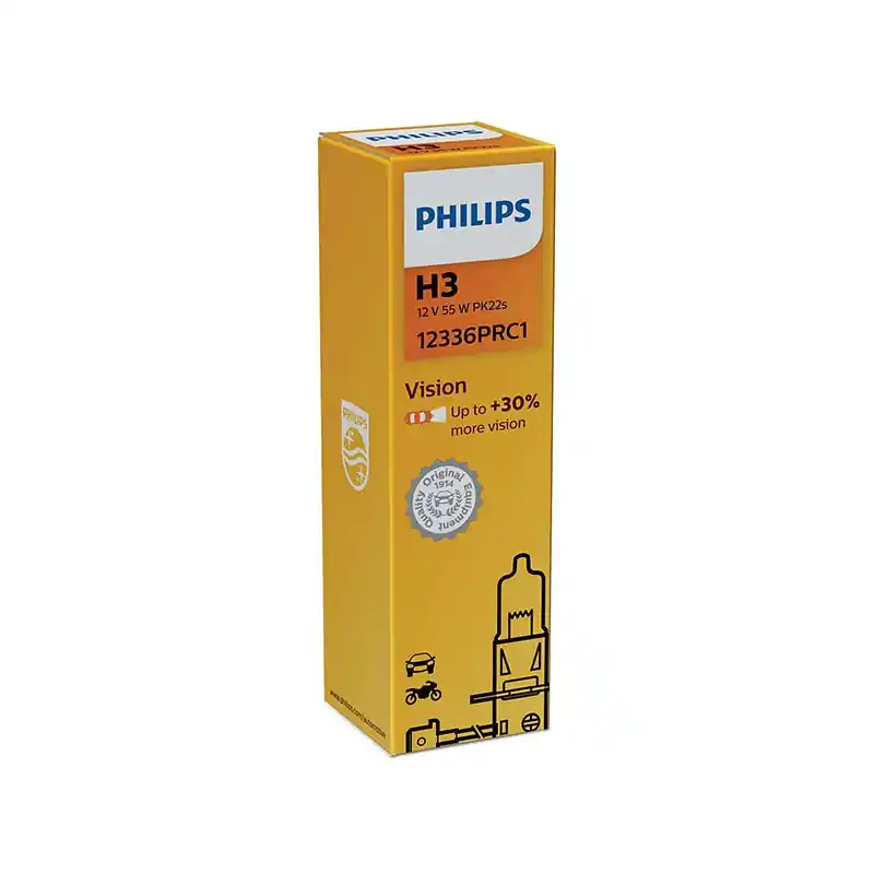 LAMPADA PHILIPS H3 VISION ALOGENA - 12V 55W PK22s - (Rif.Philips: 12336PRC1) Spedizione Espresso