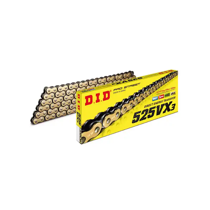 CATENA DID 525VX3 (Gold & Black) - Lunghezza: 114 maglie con giunto a rivetto (ZJ) Occasione Imperdibile