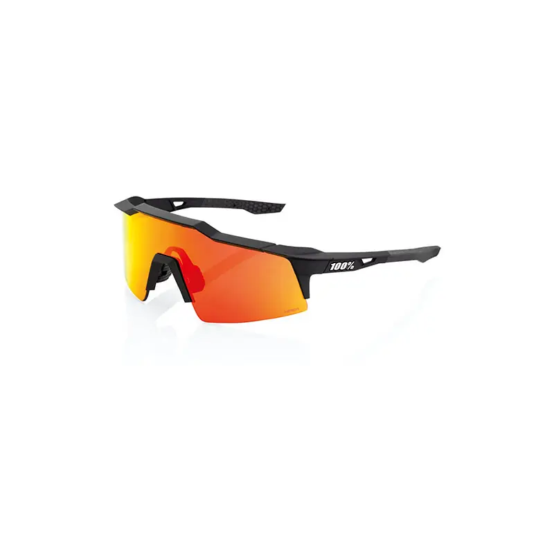 Economico OCCHIALI DA SOLE 100% SPEEDCRAFT SL - SOFT TACT BLACK - LENTI HIPER MULTISTRATO A SPECCHIO ROSSE