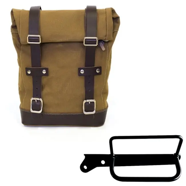 Occasione Imperdibile Kit borsa laterale sx Unit Garage in canvas per Royal Enfield HNTR 350-Beige e marrone