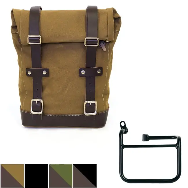 Non Perdere Kit borsa laterale sx Unit Garage in canvas per Moto Guzzi V100 Mandello-Beige e marrone
