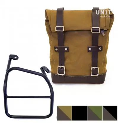 Kit borsa laterale dx Unit Garage in canvas per Ducati Scrambler 1100 e 1100 Pro-Beige e marrone Solo Oggi