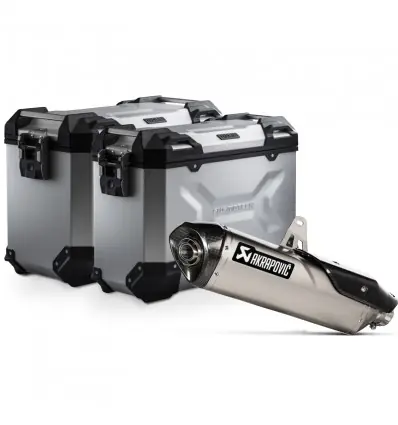 Set valigie laterali alluminio SW-Motech Trax ADV + scarico Akrapovic per Triumph Tiger 900 dal 2020- Spedito Oggi