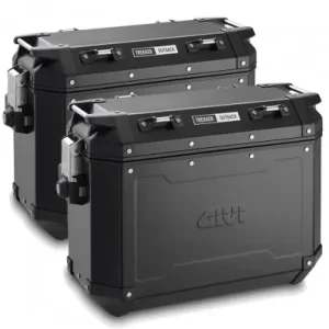 Spedito Oggi Borse laterali rigide Givi Trekker Outback in alluminio nere 37+37 litri-