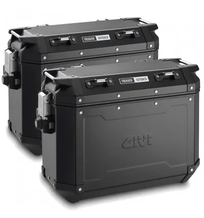Spedito Oggi Borse laterali rigide Givi Trekker Outback in alluminio nere 37+37 litri-