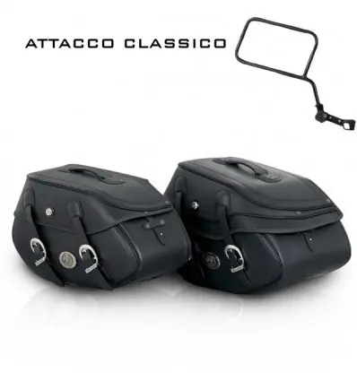 Acquista Ora Valigie laterali in pelle Hepco & Becker Buffalo Big 35 litri nere attacco classico-