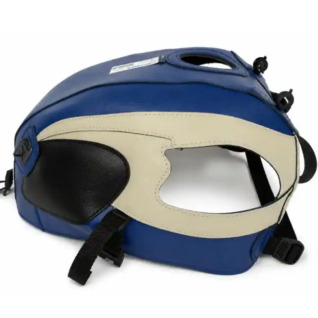 Vendita Finale Copriserbatoio Bagster per Kawasaki W650 99-06 in similpelle blu e nickel-