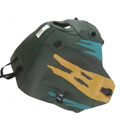 Economico Copriserbatoio Bagster per Honda XRV 750 Africa Twin 93-03 in similpelle verde scuro,eucalipto e avana-