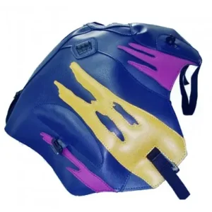 Copriserbatoio Bagster per Honda XRV 750 Africa Twin 93-03 in similpelle blu marino, ribes nero e havana- Novità