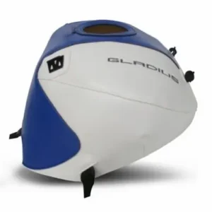 Promozione Esclusiva Copriserbatoio Bagster per Moto Suzuki GLADIUS 650 09-14 in similpelle blu gitano e bianco-
