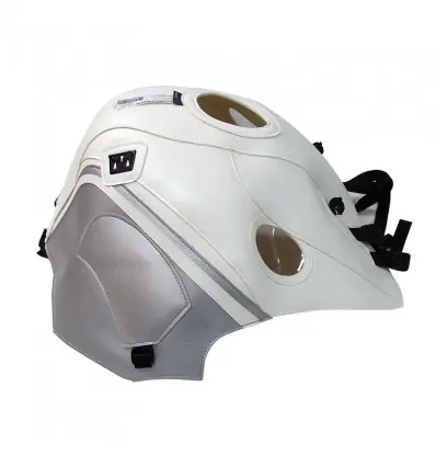 Copriserbatoio Bagster per Moto Guzzi Breva 850-1100, Norge 1200 e Sport 1200 04-14 similpelle bianco e deco grigio chiaro- Nuova Collezione