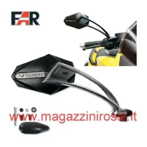 Specchio FAR da manubrio Viper 4 per Yamaha T-Max 500 08-11 nero e argento- Super Prezzo