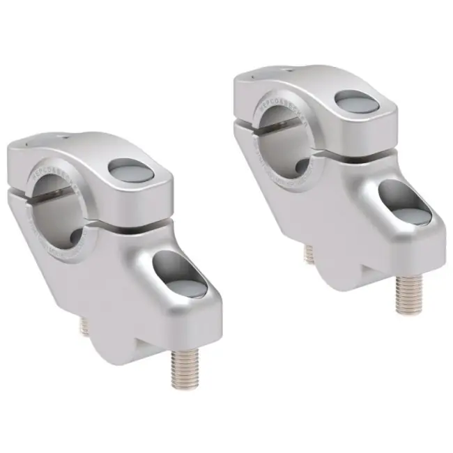 Riser Hepco & Becker rialzati e arretrati argento per manubri diam. 22- Promozione Esclusiva