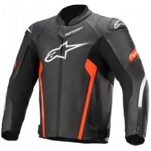 Giacca da moto in pelle Alpinestars Faster V2 nera e rossa-48 Promozione