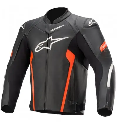 Giacca da moto in pelle Alpinestars Faster V2 nera e rossa-48 Promozione