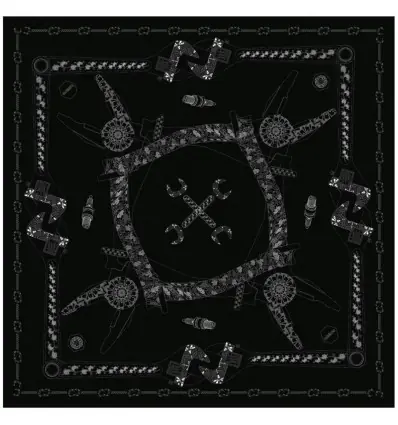 Prezzo Conveniente Foulard Helstons stampato grafica Tools-
