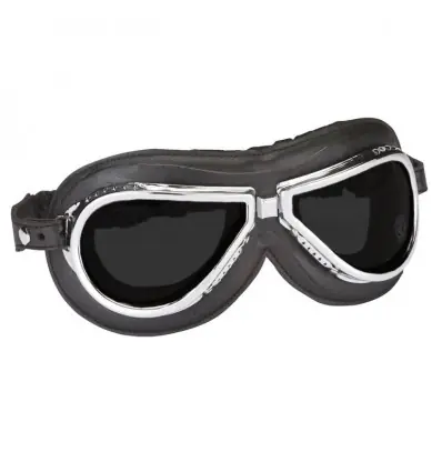 Occhiali da moto Vintage in pelle Climax 500H neri con lenti fumé- Direttamente Dal Produttore
