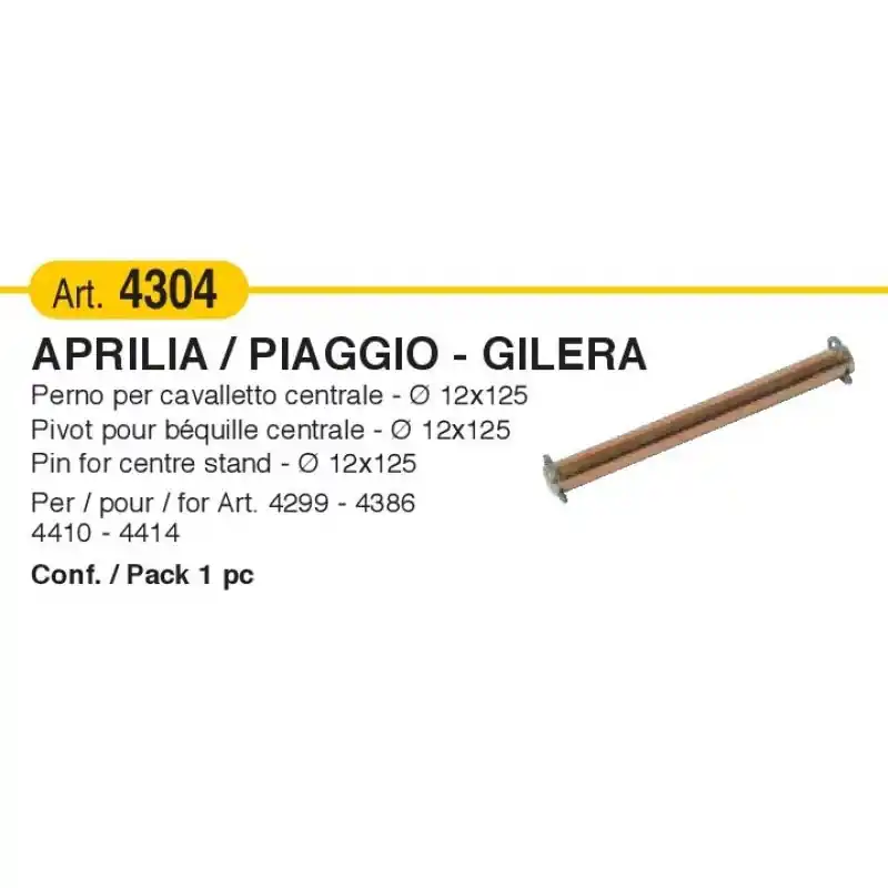 Perno per cavalletto centrale diam. 12x125 mm per cod. 4299, 4386, 4410, 4414 Ultima Occasione