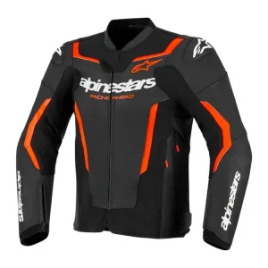 GIACCA PELLE GP FORCE V2 ALPINESTARS NERO / ROSSO FLUO-46    - Ordinabile Offerta Speciale