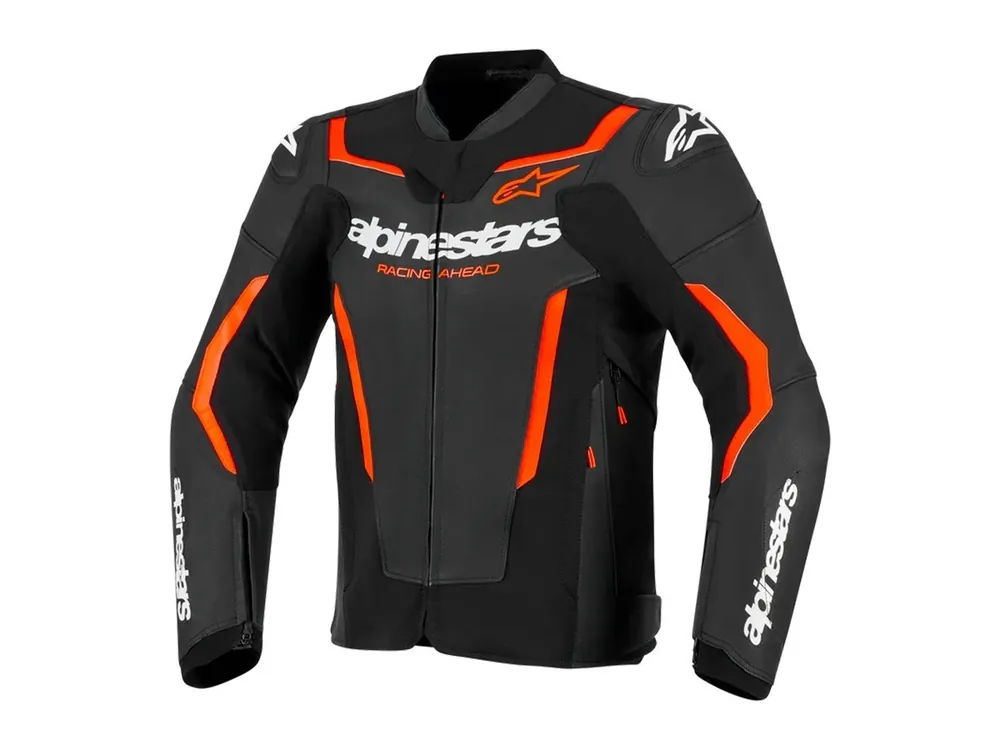 GIACCA PELLE GP FORCE V2 ALPINESTARS NERO / ROSSO FLUO-46 - Ordinabile Offerta Speciale