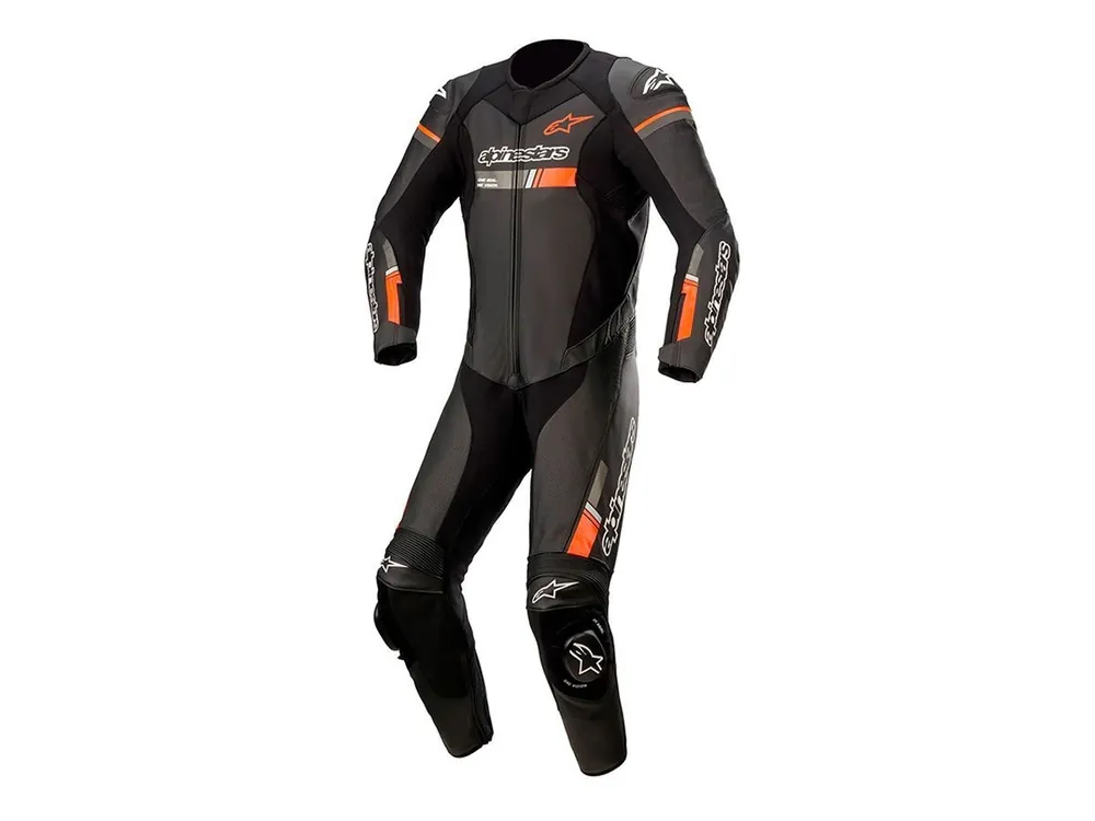 TUTA PELLE RACING GP FORCE CHASER ALPINESTARS NERO / ROSSO FLUO-48 - Ordinabile Offerta Del Giorno