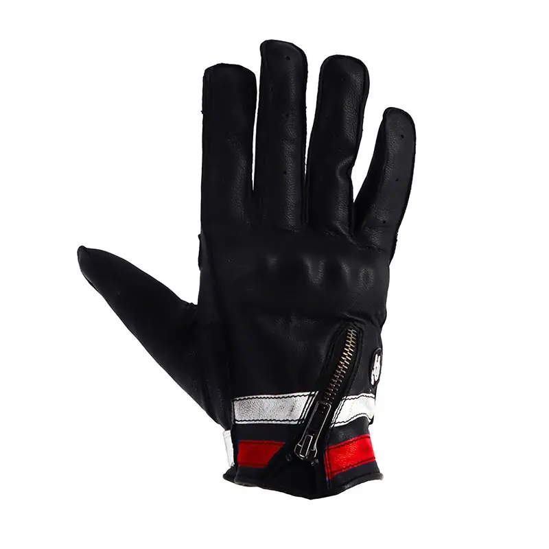 Guanti Pelle Helstons Ziper Ete bianco rosso-8 Offerta Speciale