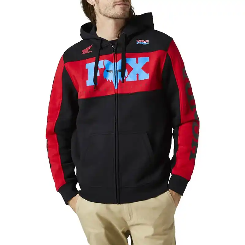 Felpa Fox Honda Zip Fleece nero rosso-S Spedito Oggi