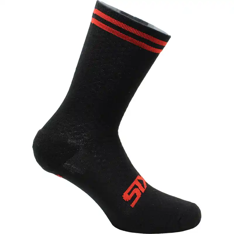 Ordina Subito Calze SIX2 MERINOS SOCKS nero rosso stripes-S