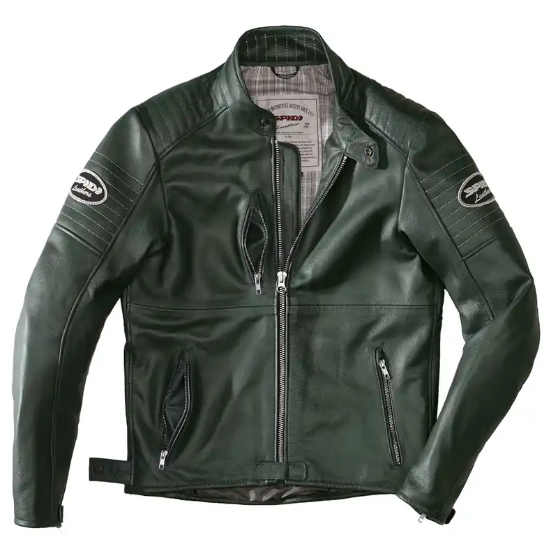 Giacca Pelle Spidi Clubber verde ghiaccio-48 Offerta Speciale