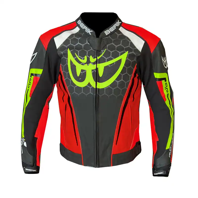 Ultimissimo Modello Giacca Pelle Berik 191320 bianco rosso giallo fluo-