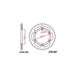 Super Prezzo JTR897 Rear Sprocket - 520 Pitch 48 Teeth