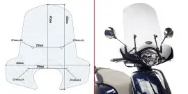 Parabrezza specifico trasparente 49,5 x 65,5 cm (H x L) - 6109A Professionale