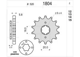 Pignone OgniBene Passo 520 Z 13 Denti - 36.1804.013 Offerta Limitata