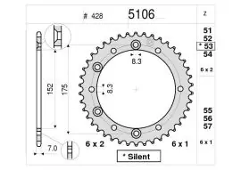 Sconto Corona Trasmissione in Acciaio OgniBene Passo 428 Z 52 Denti - 36.5106.052