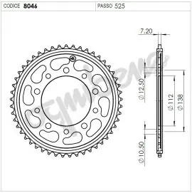 Corona Trasmissione in Acciaio OgniBene Passo 525 Z 46 Denti - 36.8046.046 Ultime Pezzi