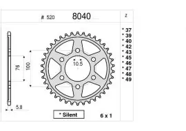 Corona Trasmissione in Acciaio OgniBene Passo 520 Z 45 Denti - 36.8040.045 Soddisfatti O Rimborsati