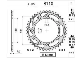 Corona Trasmissione in Acciaio OgniBene Passo 525 Z 43 Denti - 36.8110.043 Reso Gratuito